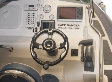 The helm of the motor boat involved in the incident.
