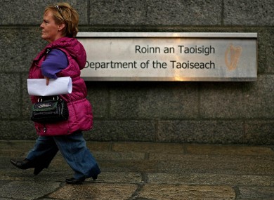 Maggie Woods, chairperson of the Irish Thalidomide Association, outside Government Buildings, Dublin.