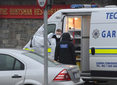 Gardaí at the scene of a fatal shooting at the Huntsman Inn near Gormanstown Co Meath this afternoon.