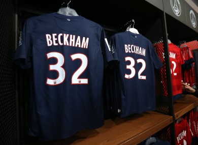 32 - The squad number that David Beckham wears for Paris Saint Germain. They'll probably sell more than 32 jerseys though.