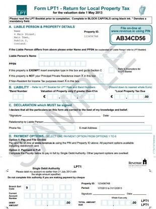 A sample of the local property tax form that homeowners have been receiving in the post this week