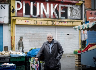 Songwriter Pete St John outside 16 Moore Street, the building from where the leaders of the 1916 Easter Rising surrendered.