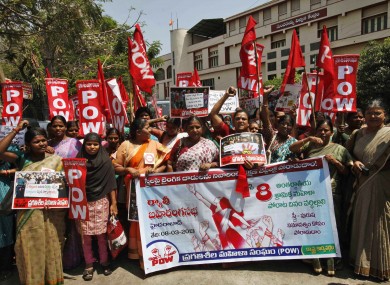 Activists of Progressive Organisation of Women at a rally on 8 March in Hyderabad.