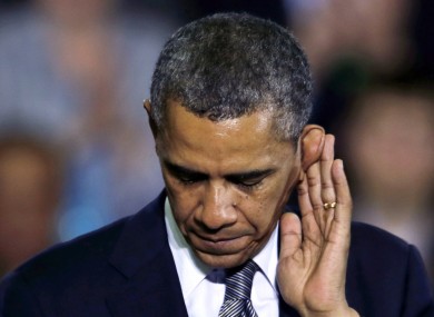 Barack Obama speaking at the University of Hartford in Connecticut last night to highlight gun control legislation