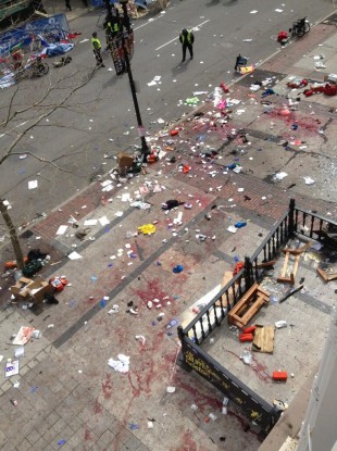 The scene after the two explosions