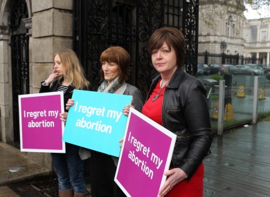 Members of group Women Hurt outside the Dáil today.