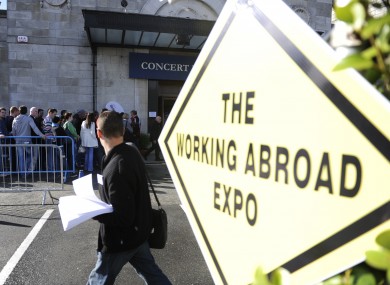 People queue for the Working Abroad Expo in Dublin