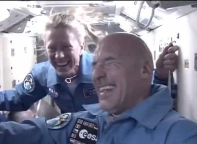 A happy crew arrive at the ISS