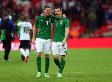 Ireland's James McCarthy and Seamus Coleman after the game.