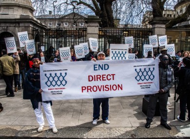 File: A protest held earlier this year by the Irish Refugee Council
