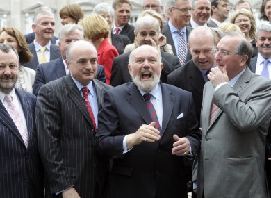 The members of the 24th Seanad, outside Leinster House in May 2011 shortly before its first sitting.