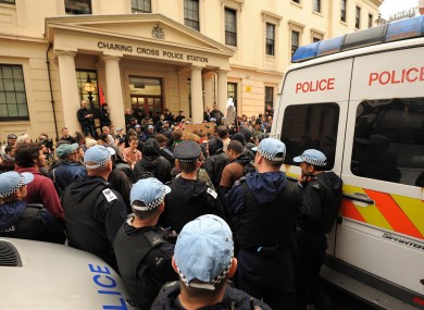 Hundreds of riot police were deployed throughout central London today as protests took place against next week's G8 summit.