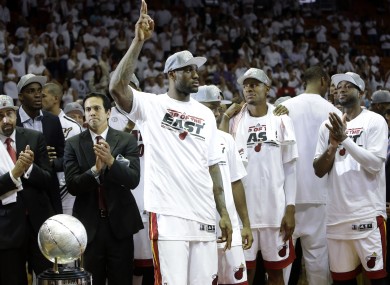 James and his Miami Heat team-mates.