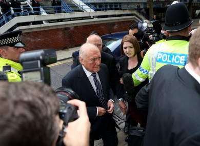 Stuart Hall arrives at Preston Crown Court earlier today.