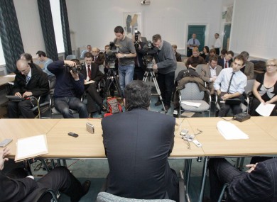 Brian Lenihan, then Finance Minister, holds a press conference on the day the State guarantee of the banks was issued.