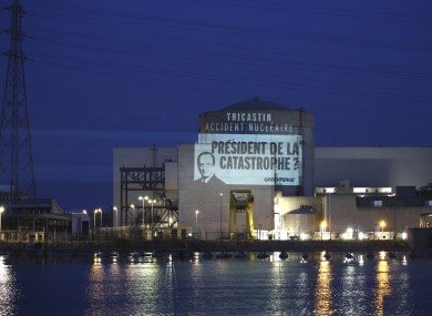 A projection by activists at the plant today.