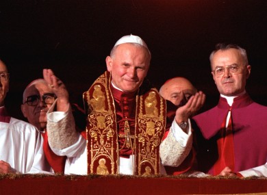 Pope John Paul II blessing the faithful in St. Peter's Square right after he was named Pontiff in 1978.