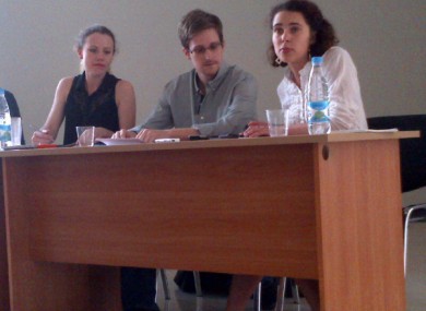 Snowden pictured at Moscow Airport 12 days ago.