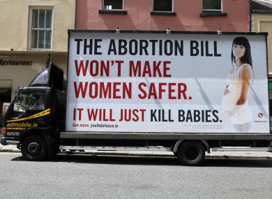 A Youth Defence billboard outside the Dáil