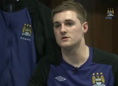 Lawlor being interviewed at Man City.