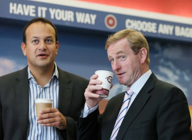 Enda Kenny canvassing with Transport Minister Leo Varadkar in Blanchardstown today.