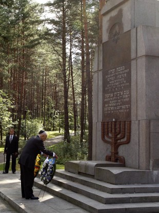 A remembrance ceremony at the Paneriai memorial outside Vilnius this August, which marks the spot where over 50,000 Jews were killed between July 1941 and August 1944.