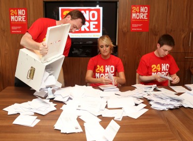 Members of the IMO count the results of the ballot today.