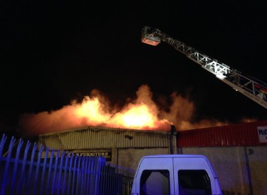 Fire at Malahide Road Industrial Park last night.