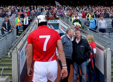 Cork's Seán Óg Ó hAilpín heads down the tunnel after defeat to Galway in 2012.