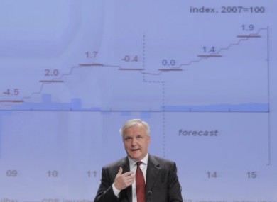 European Commissioner for Economic and Monetary Affairs Olli Rehn addresses the media at the European Commission headquarters in Brussels