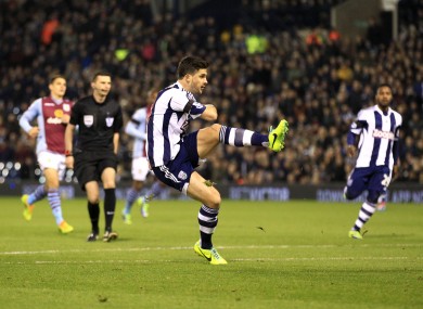Shane Long opens the scoring for WBA at the Hawthorns.