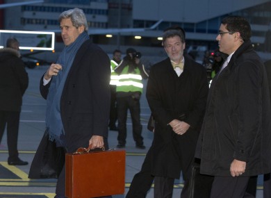 U.S. Secretary of State John Kerry arrives at Geneva International Airport this morning
