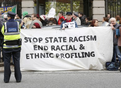 Protest to Express Solidarity with the Roma last month.