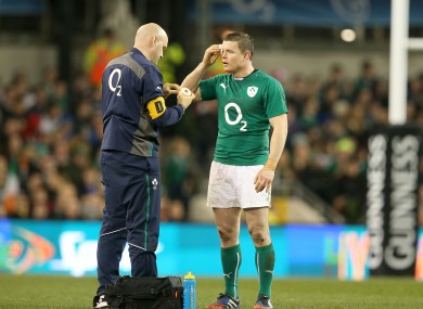 Brian O'Driscoll having treatment during the recent November Internationals.