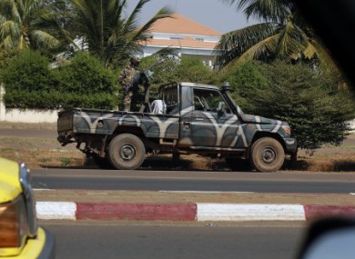 A Malian military vehicle guards the house of coup leader General Amadou Haya Sanogo in Bamako, Mali.
