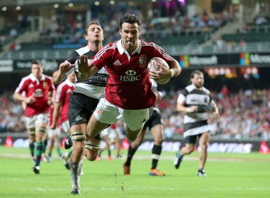 Phillips in action for the Lions against the Barbarians in Hong Kong.