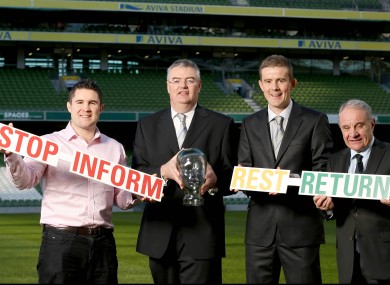 Simon Keogh, IRUPA, Operations/Legal Manager, Dr Rod McLoughlin, IRFU, Dr Garrett Coughlan, IRFU and Pat Fitzgerald, IRFU President .