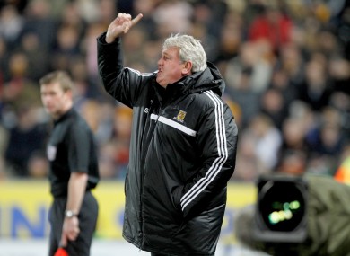 Hull City manager Steve Bruce during the Barclays Premier League match at The KC Stadium.