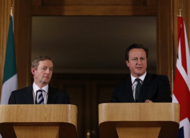 Enda Kenny and David Cameron during a press conference at 10 Downing Street. (File photo)