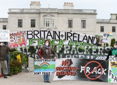 Anti-fracking protesters from Leitrim and Roscommon pictured at the Oil and Gas summit last year.