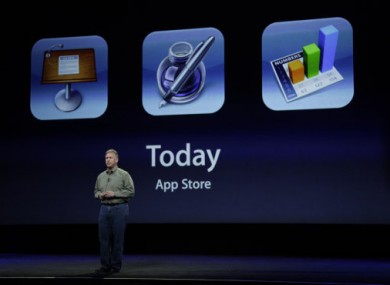 Apple Phil Schiller talks about new App store during an Apple announcement in San Francisco.