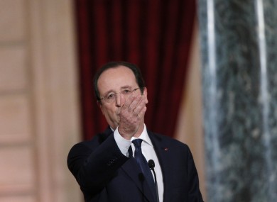 Hollande taking questions at a press conference in the Elysee Palace yesterday