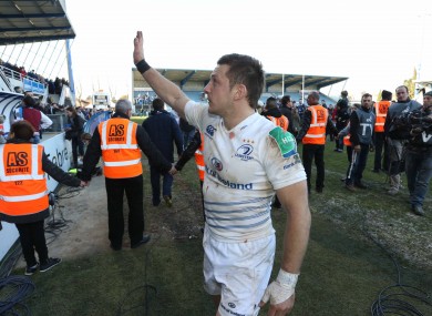 Jimmy Gopperth waves to the Leinster fans after their victory over Castres.