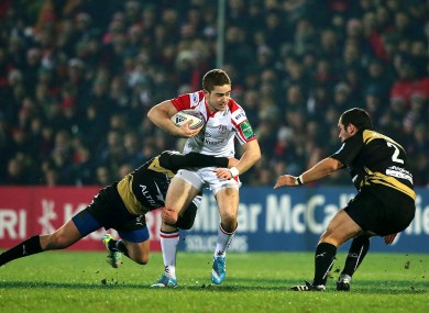 Jackson runs at the Montpellier defence last night at Ravenhill.