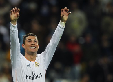 Ronaldo celebrates one of his goals tonight.