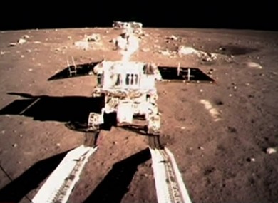 File photo taken in December of the Jade Rabbit on the surface of the moon.