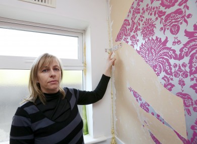 Suzanne Byrne of Dunshaughlin Co Meath demonstrates the damage caused to her home by pyrite.