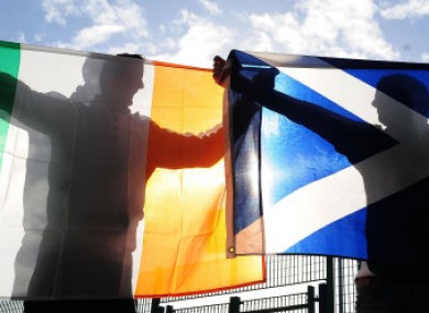 Ireland and Scotland fans show there support prior to the RBS 6 Nations match at Murrayfield.