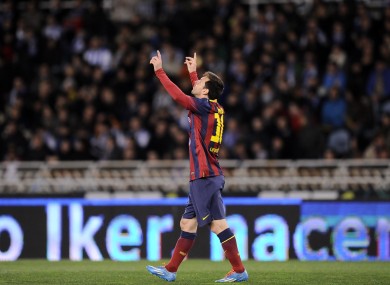 Messi celebrates his second goal.