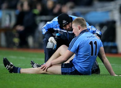 Ciaran Kilkenny is tended to by a Dublin medic.